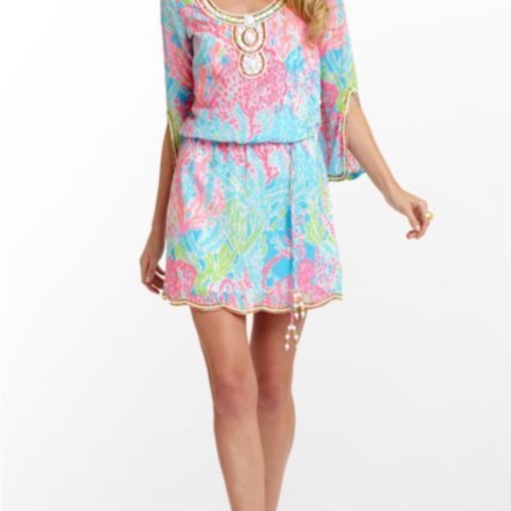 🦄🦄🦄🦄Lilly Pulitzer Delisa Let’s Cha Cha mini beaded dress EUC size m